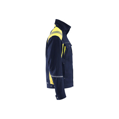 Blaklader 40951370 Craftsman Summer Jacket Navy Blue/Hi-Vis Yellow Right #colour_navy-blue-yellow
