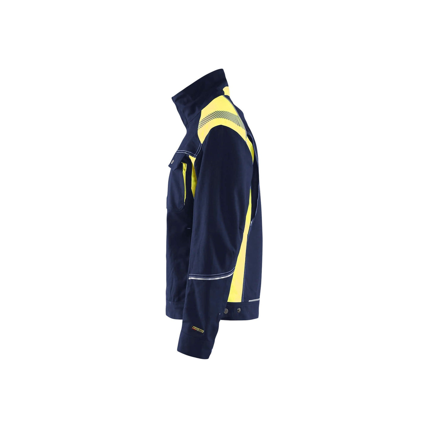 Blaklader 40951370 Craftsman Summer Jacket Navy Blue/Hi-Vis Yellow Left #colour_navy-blue-yellow