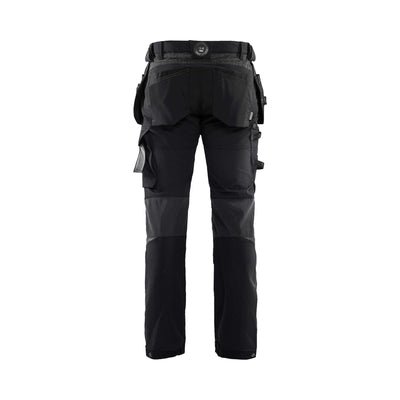 Blaklader 15221645 Craftsman Trousers 4-Way-Stretch Black/Dark Grey Rear #colour_black-dark-grey
