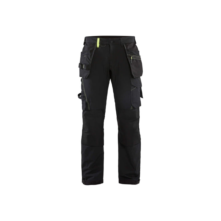 Blaklader 15221645 Craftsman Trousers 4-Way-Stretch Black/Hi-Vis Yellow Main #colour_black-hi-vis-yellow