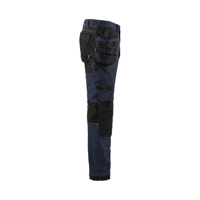 Blaklader 15221645 Craftsman Trousers 4-Way-Stretch Dark Navy Blue/Black Right #colour_dark-navy-blue-black
