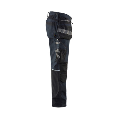 Blaklader 15991343 Craftsman Trousers Stretch Dark Navy Blue/Black Right #colour_dark-navy-black