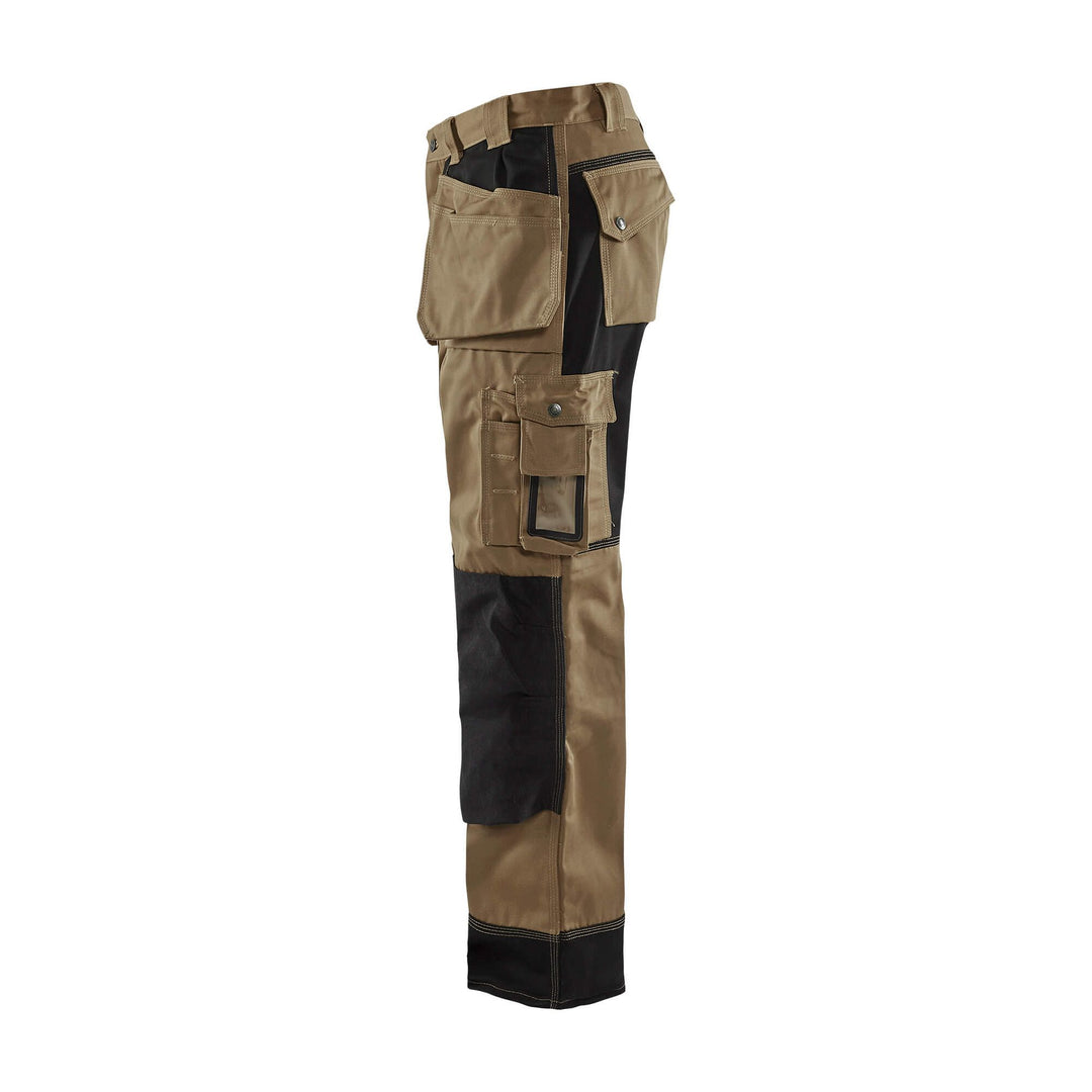 Blaklader 15031860 Craftsman Work Trousers Khaki/Black Left #colour_khaki-black