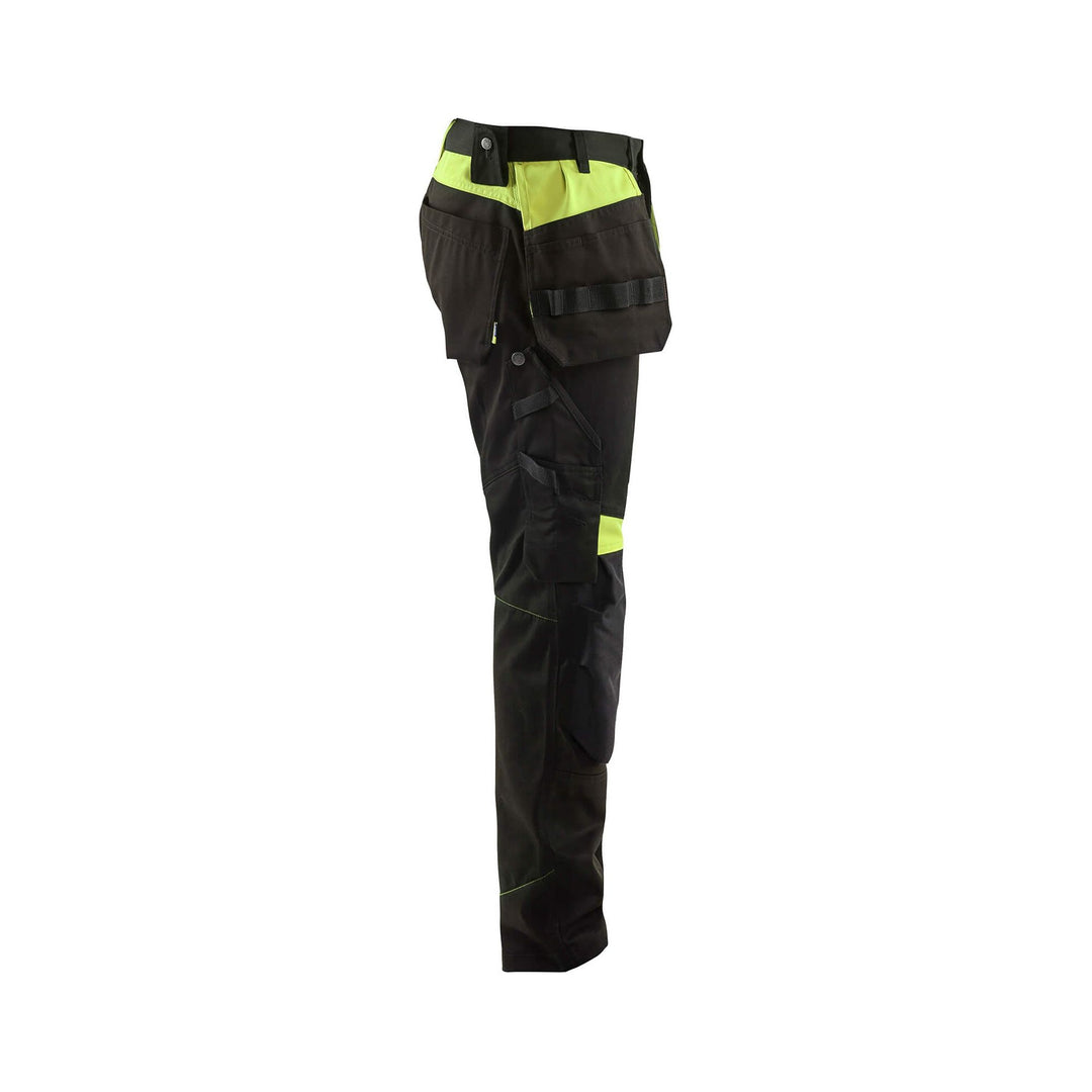 Blaklader 15551860 Craftsman Work Trousers Black/Hi-Vis Yellow Right #colour_black-yellow