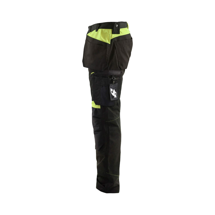 Blaklader 15551860 Craftsman Work Trousers Black/Hi-Vis Yellow Left #colour_black-yellow