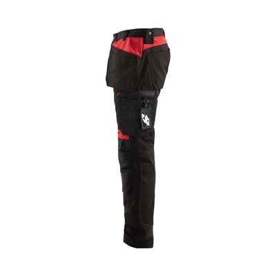 Blaklader 15551860 Craftsman Work Trousers Black/Red Left #colour_black-red