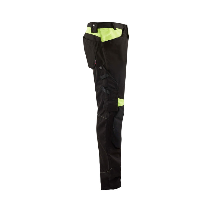 Blaklader 15561860 Craftsman Work Trousers Black/Hi-Vis Yellow Right #colour_black-yellow