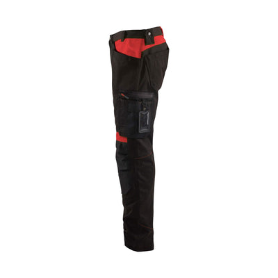 Blaklader 15561860 Craftsman Work Trousers Black/Red Left #colour_black-red