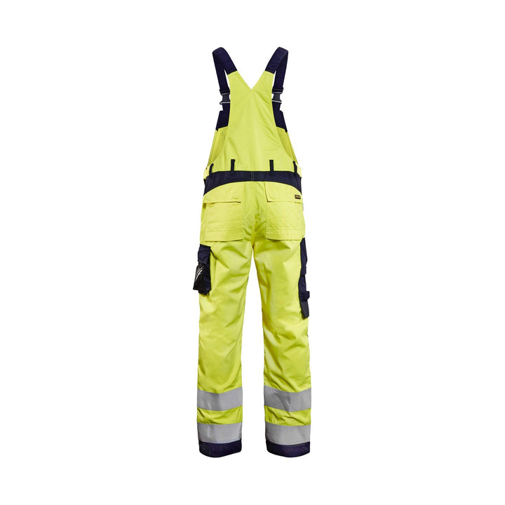 Blaklader 28891512 Flame-Retardant Multinorm Bib Trousers Yellow/Navy Blue Rear #colour_yellow-navy-blue