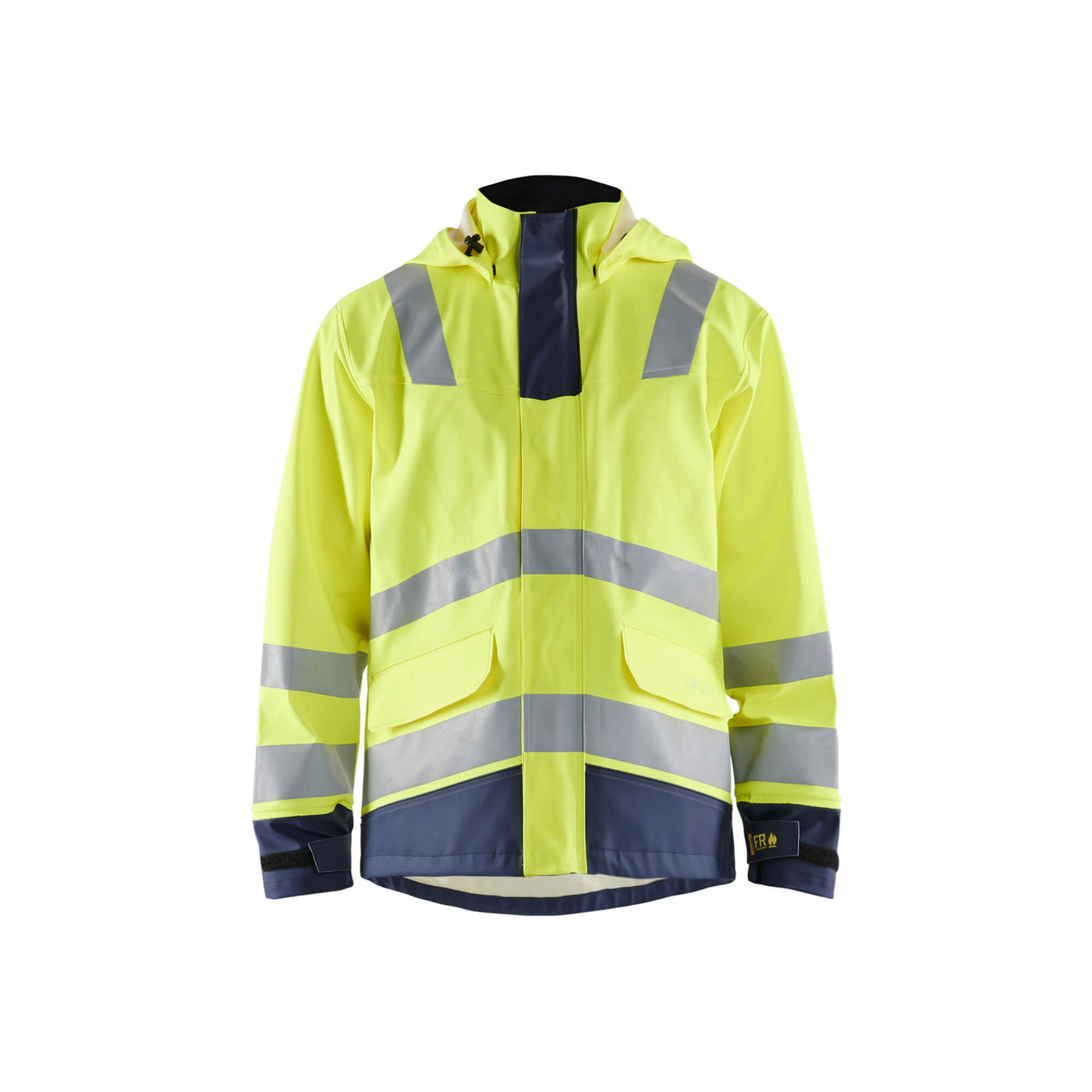 Blaklader 43132022 Flame Retardant Raincoat Level 2 Yellow/Navy Blue Main #colour_yellow-navy-blue