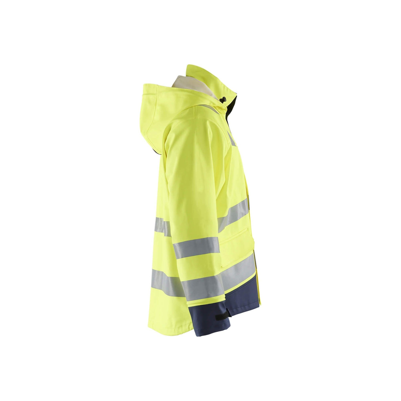 Blaklader 43132022 Flame Retardant Raincoat Level 2 Yellow/Navy Blue Right #colour_yellow-navy-blue