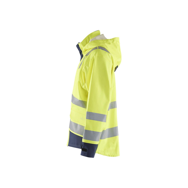 Blaklader 43132022 Flame Retardant Raincoat Level 2 Yellow/Navy Blue Left #colour_yellow-navy-blue