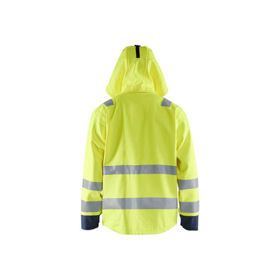Blaklader 43132022 Flame Retardant Raincoat Level 2 Yellow/Navy Blue Rear #colour_yellow-navy-blue