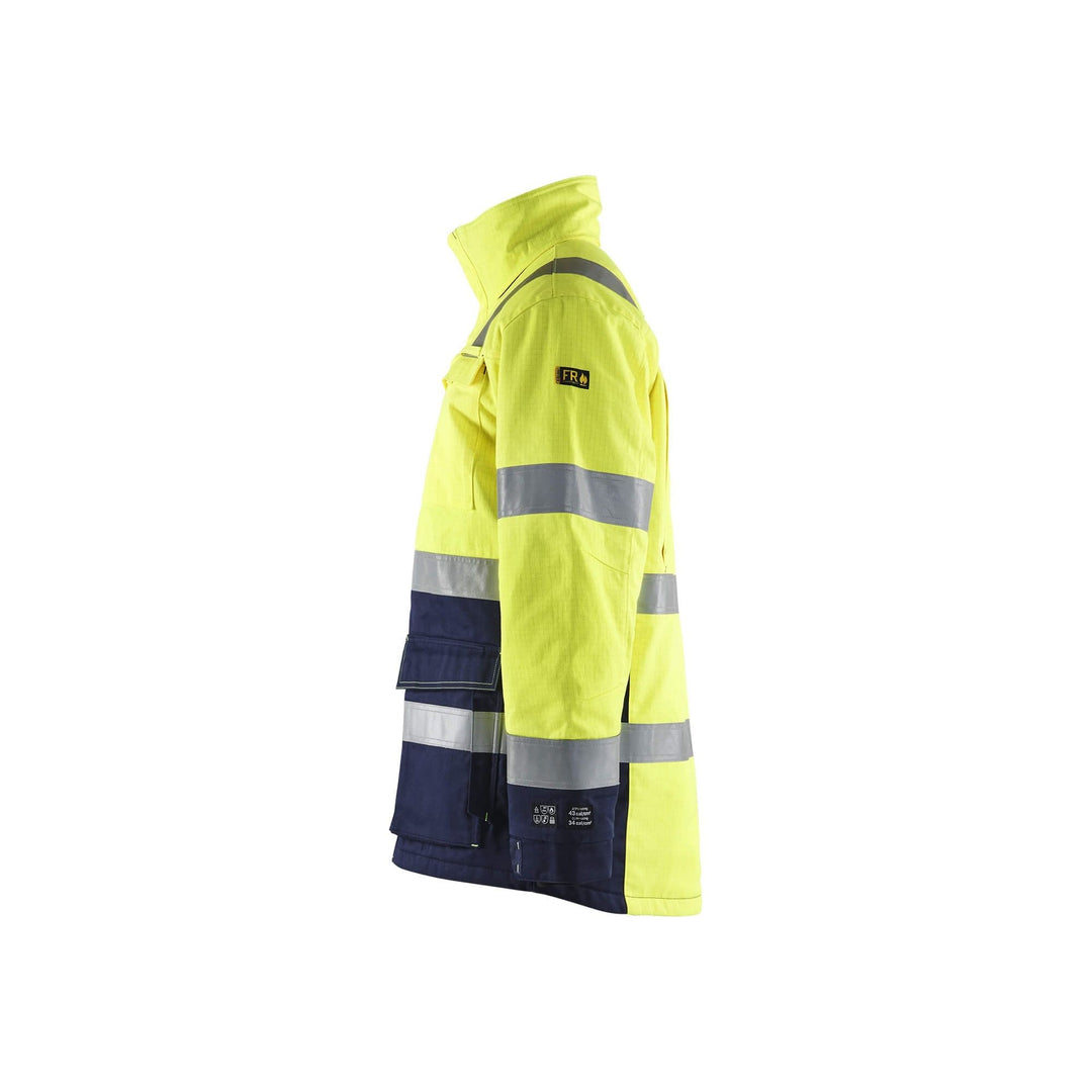 Blaklader 44671514 Flame Retardant Winter Parka Yellow/Navy Blue Left #colour_yellow-navy-blue