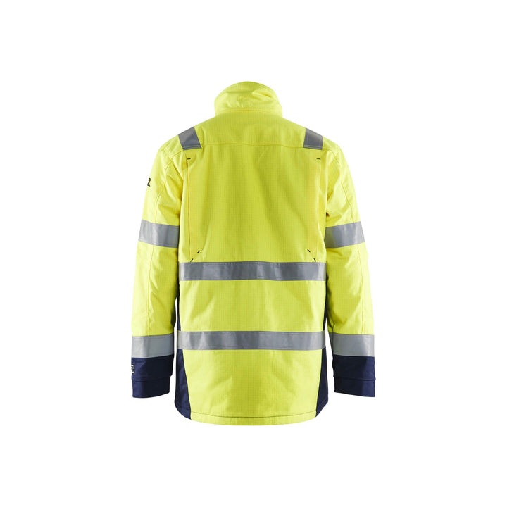 Blaklader 44671514 Flame Retardant Winter Parka Yellow/Navy Blue Rear #colour_yellow-navy-blue