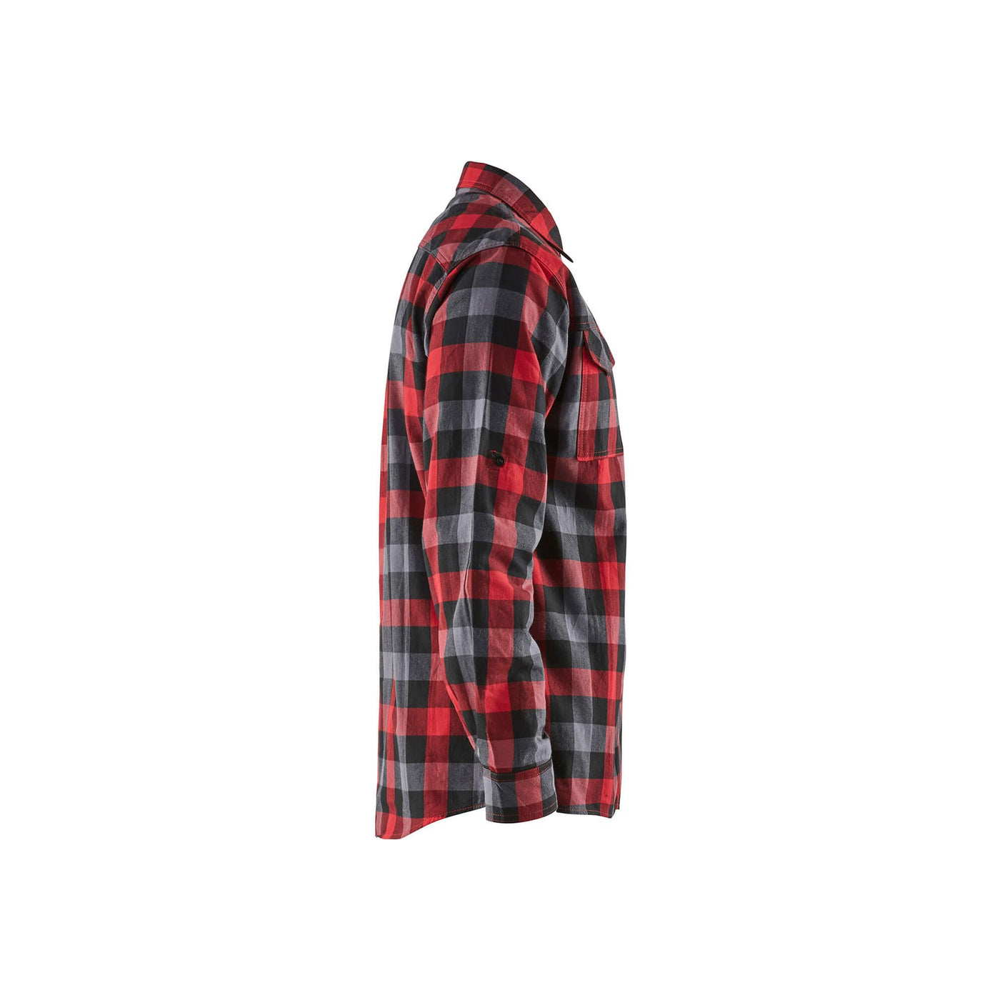 Blaklader 32991152 Flannel Shirt Loose-Fit Red/Black Right #colour_red-black