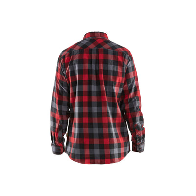Blaklader 32991152 Flannel Shirt Loose-Fit Red/Black Rear #colour_red-black