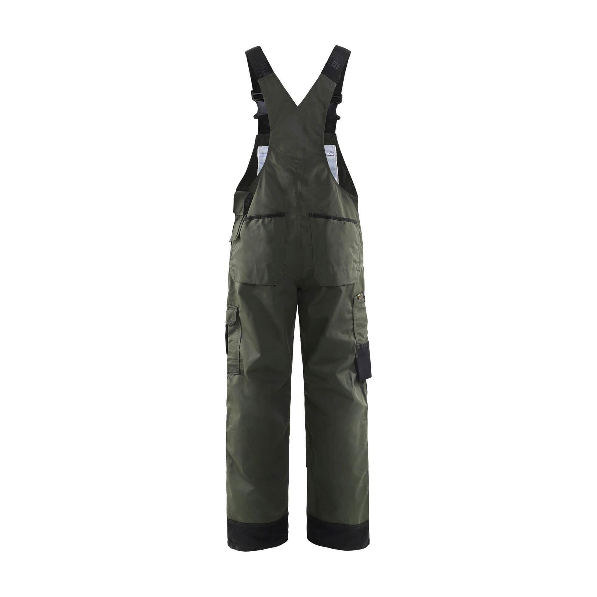 Blaklader 26541835 Garden Bib Overalls Army Green/Black Rear #colour_army-green-black