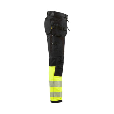 Blaklader 19931642 Hi-Vis 4-Way-Stretch Trousers Black/Hi-Vis Yellow Right #colour_black-yellow
