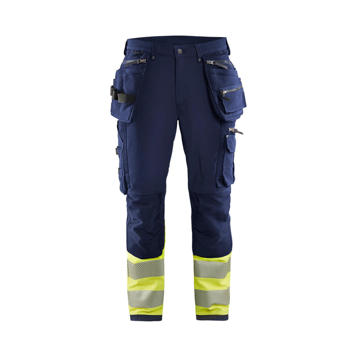 Blaklader 19931642 Hi-Vis 4-Way-Stretch Trousers Navy Blue/Hi-Vis Yellow Main #colour_navy-blue-yellow