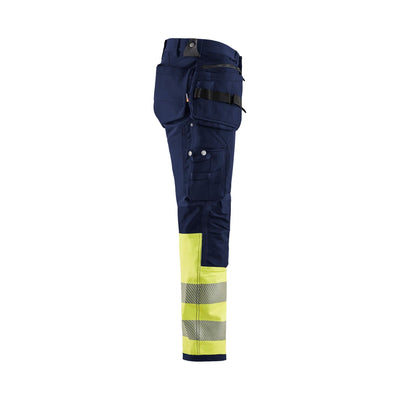 Blaklader 19931642 Hi-Vis 4-Way-Stretch Trousers Navy Blue/Hi-Vis Yellow Right #colour_navy-blue-yellow