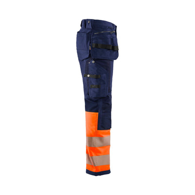 Blaklader 19931642 Hi-Vis 4-Way-Stretch Trousers Navy Blue/Orange Right #colour_navy-blue-orange