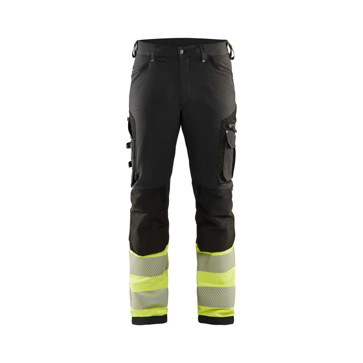 Blaklader 11931642 Hi-Vis 4-Way-Stretch Trousers Without Nail Pockets Black/Hi-Vis Yellow Main #colour_black-hi-vis-yellow