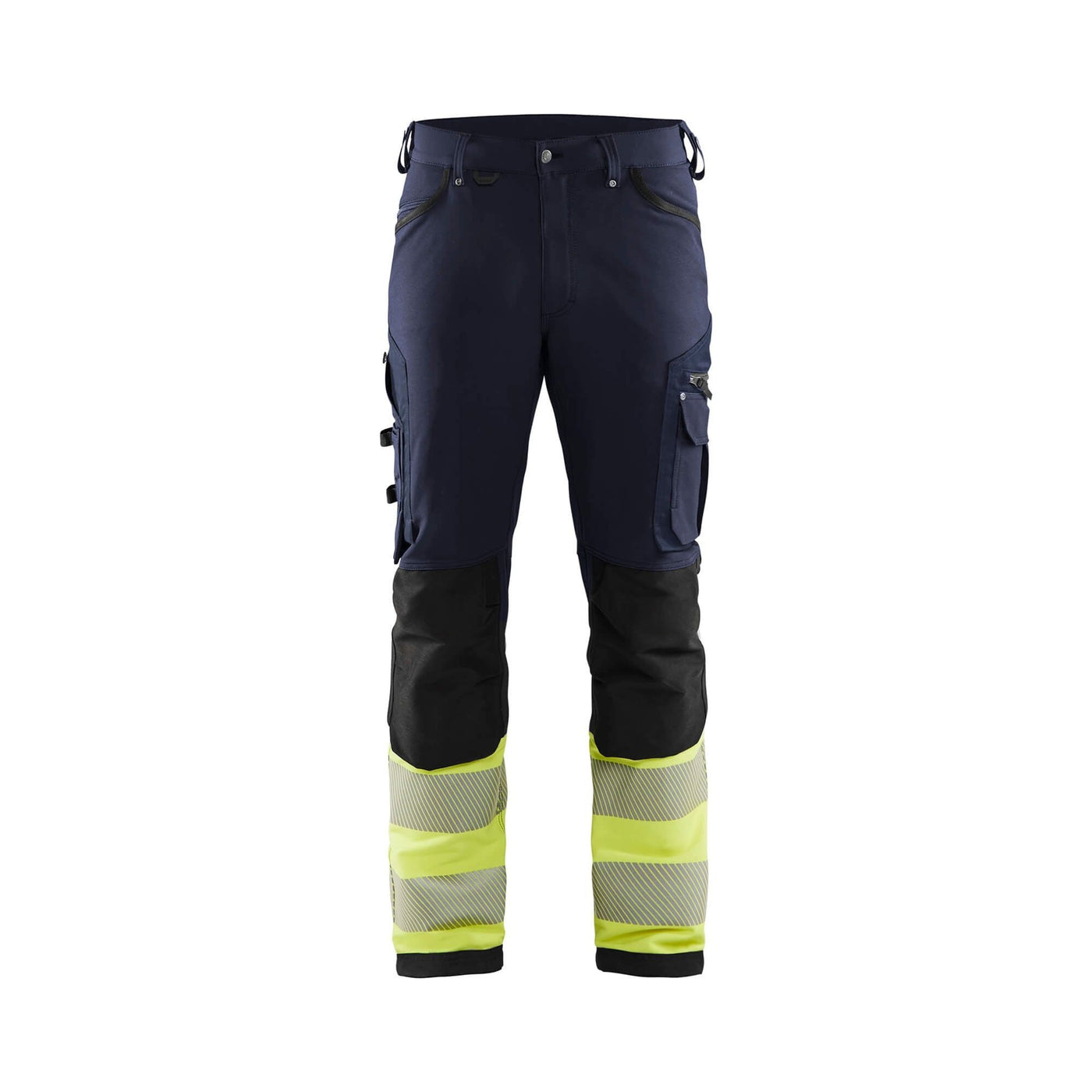 Blaklader 11931642 Hi-Vis 4-Way-Stretch Trousers Without Nail Pockets Navy Blue/Hi-Vis Yellow Main #colour_navy-blue-hi-vis-yellow