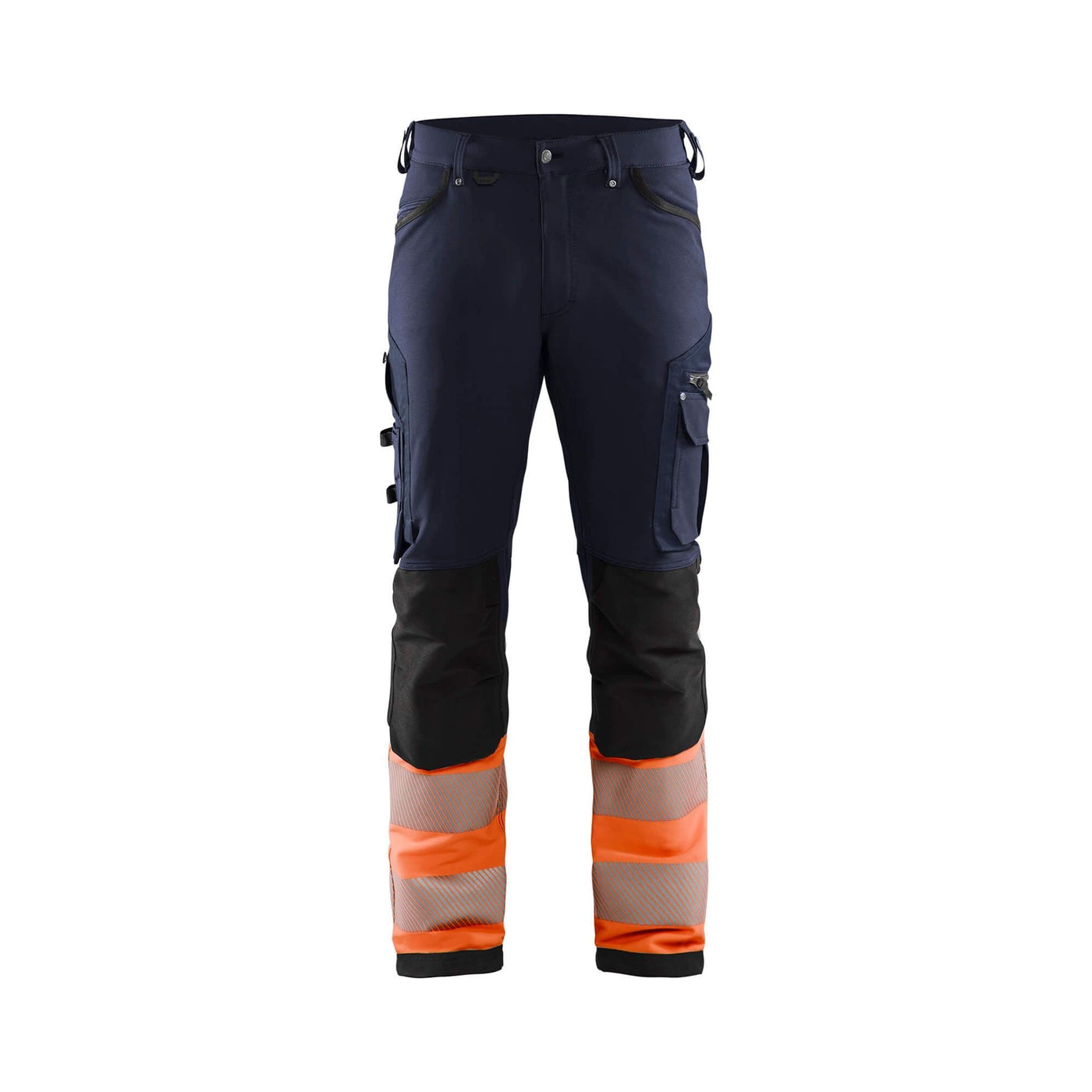 Blaklader 11931642 Hi-Vis 4-Way-Stretch Trousers Without Nail Pockets Navy Blue/Orange Main #colour_navy-blue-orange