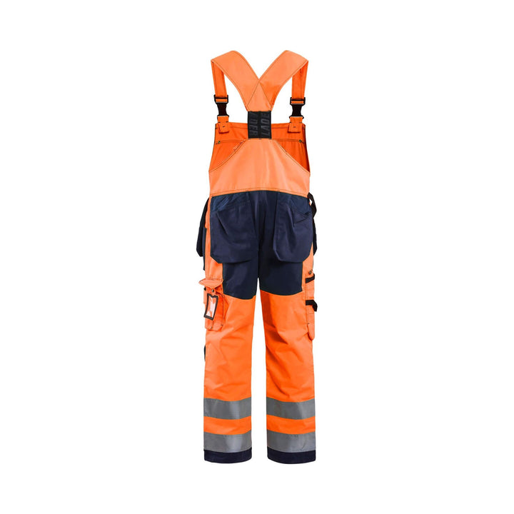 Blaklader 26031860 Hi-Vis Bib Overalls Orange/Navy Blue Rear #colour_orange-navy-blue