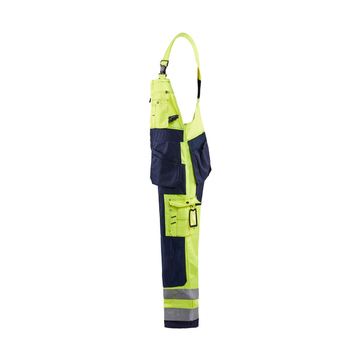 Blaklader 26031860 Hi-Vis Bib Overalls Yellow/Navy Blue Left #colour_yellow-navy-blue