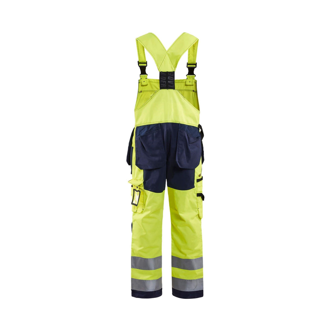 Blaklader 26031860 Hi-Vis Bib Overalls Yellow/Navy Blue Rear #colour_yellow-navy-blue