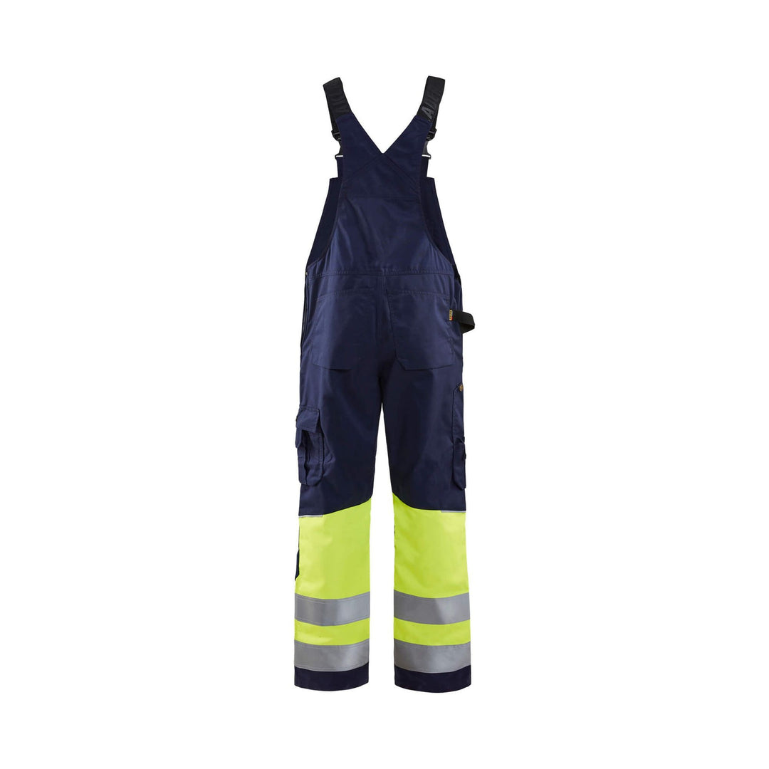 Blaklader 26621800 Hi-Vis Bib Overalls Navy Blue/Hi-Vis Yellow Rear #colour_navy-blue-yellow