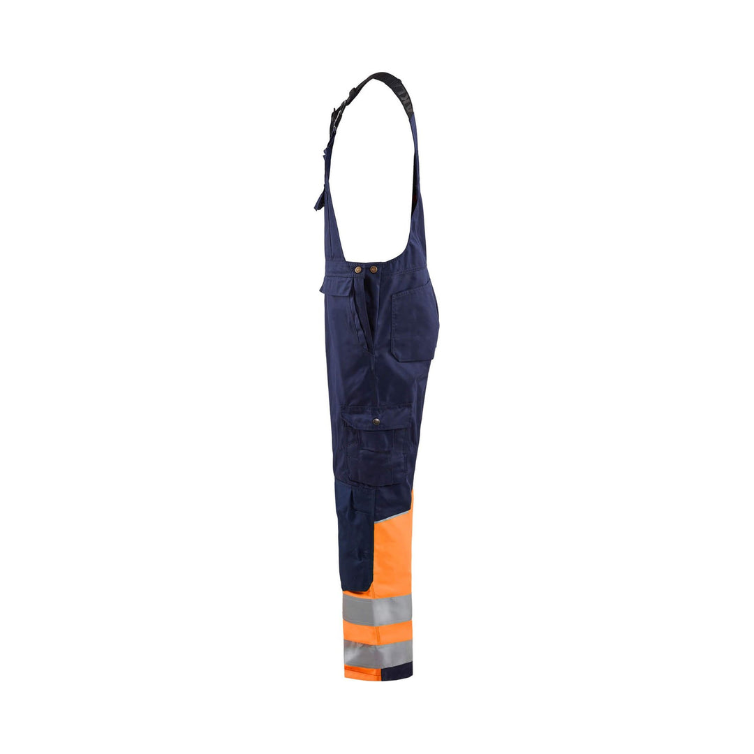 Blaklader 26621800 Hi-Vis Bib Overalls Navy Blue/Orange Left #colour_navy-blue-orange