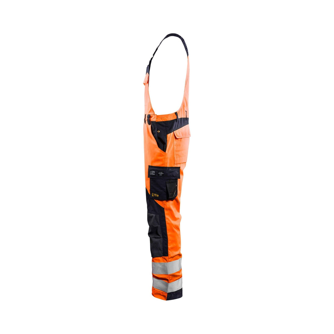 Blaklader 28891513 Hi-Vis Bib Overalls Multinorm Orange/Navy Blue Left #colour_orange-navy-blue