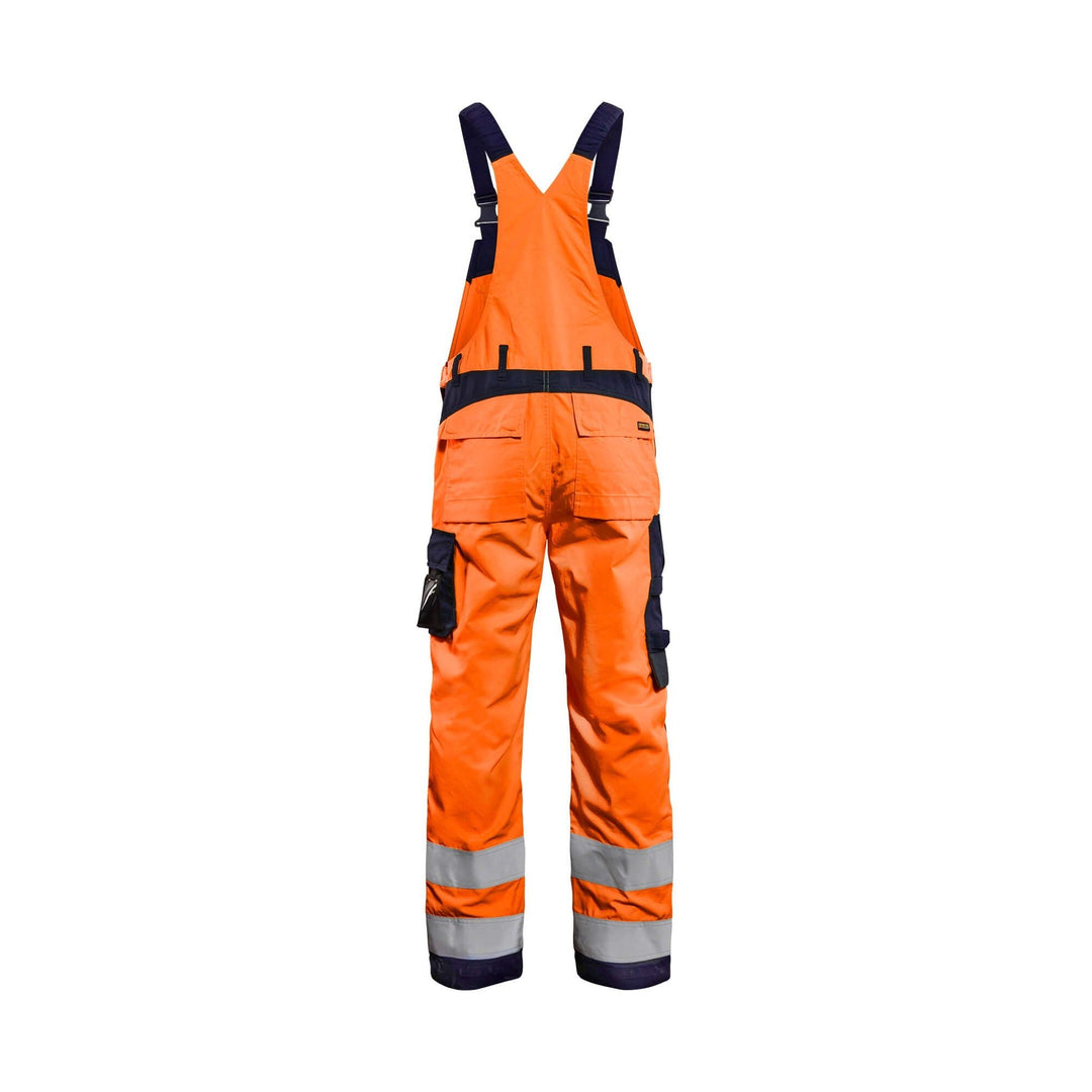 Blaklader 28891513 Hi-Vis Bib Overalls Multinorm Orange/Navy Blue Rear #colour_orange-navy-blue