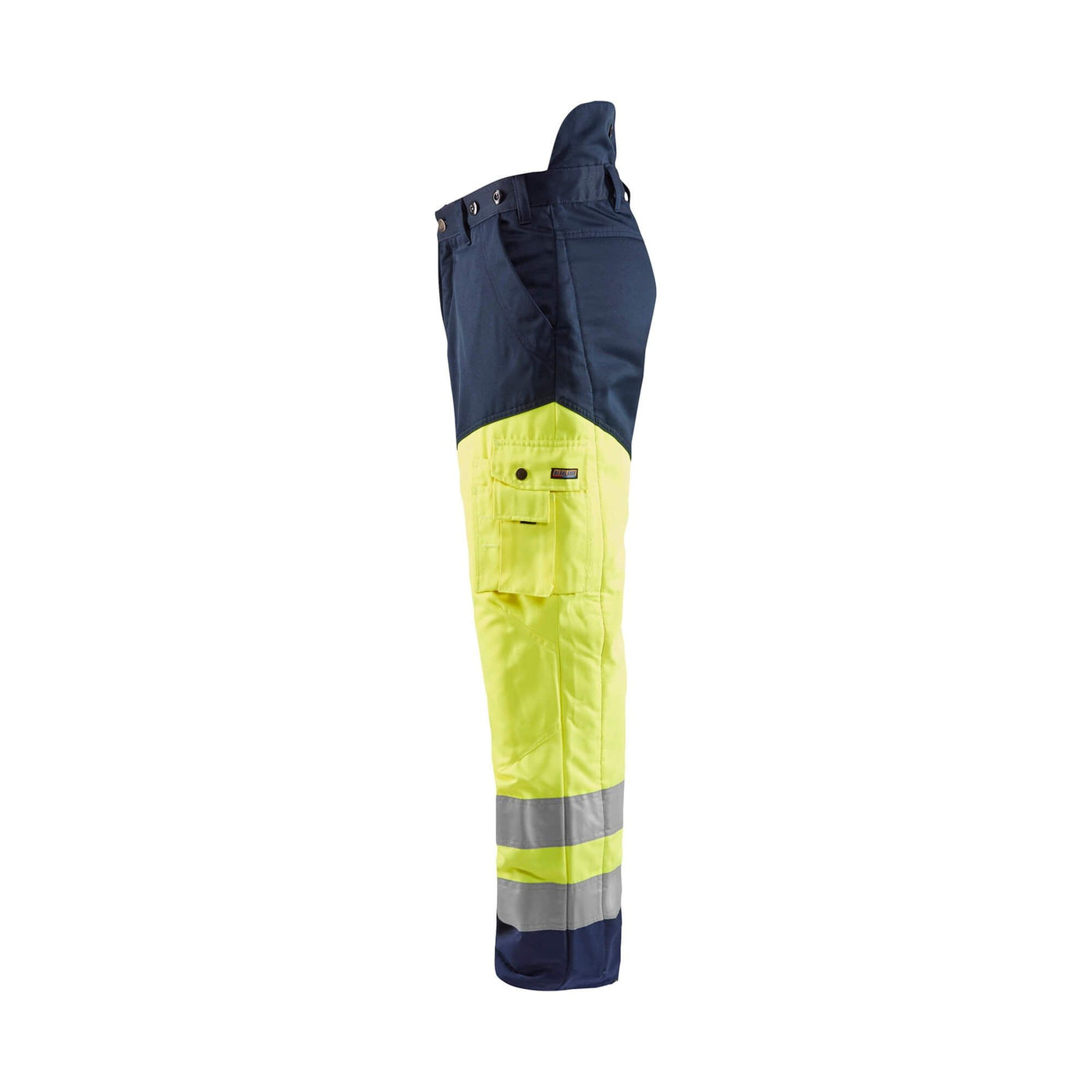 Blaklader 19201900 Hi-Vis Chainsaw Trousers Yellow/Navy Blue Left #colour_yellow-navy-blue
