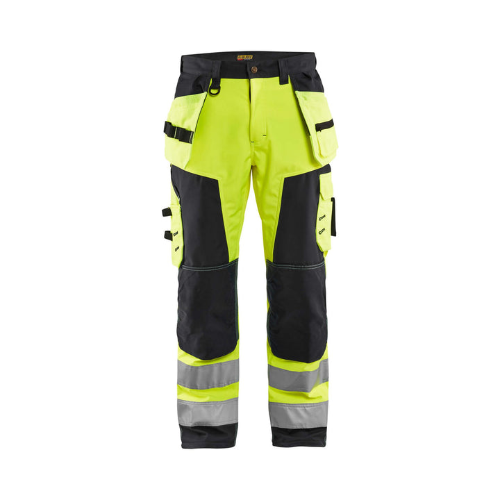 Blaklader 15672517 Hi-Vis Craftsman Softshell Trousers Yellow/Black Main #colour_yellow-black