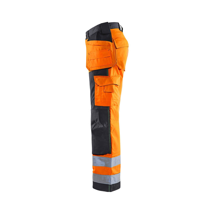 Blaklader 15681811 Hi-Vis Craftsman Trousers Hi-Vis Orange/Mid Grey Left #colour_hi-vis-orange-mid-grey