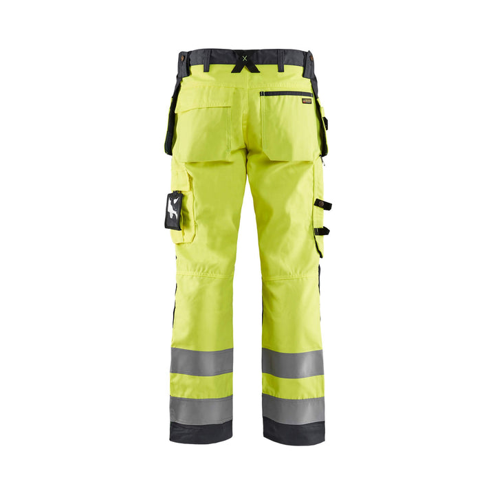 Blaklader 15681811 Hi-Vis Craftsman Trousers Hi-Vis Yellow/Mid Grey Rear #colour_hi-vis-yellow-mid-grey