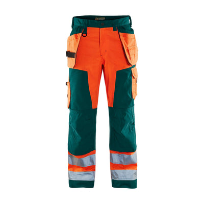 Blaklader 15681811 Hi-Vis Craftsman Trousers Orange/Green Main #colour_orange-green