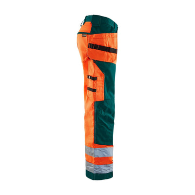Blaklader 15681811 Hi-Vis Craftsman Trousers Orange/Green Right #colour_orange-green
