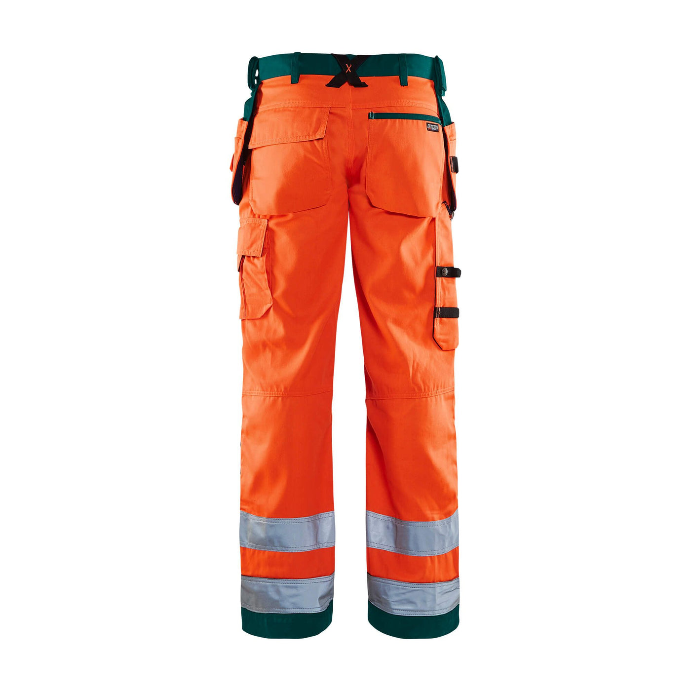Blaklader 15681811 Hi-Vis Craftsman Trousers Orange/Green Rear #colour_orange-green