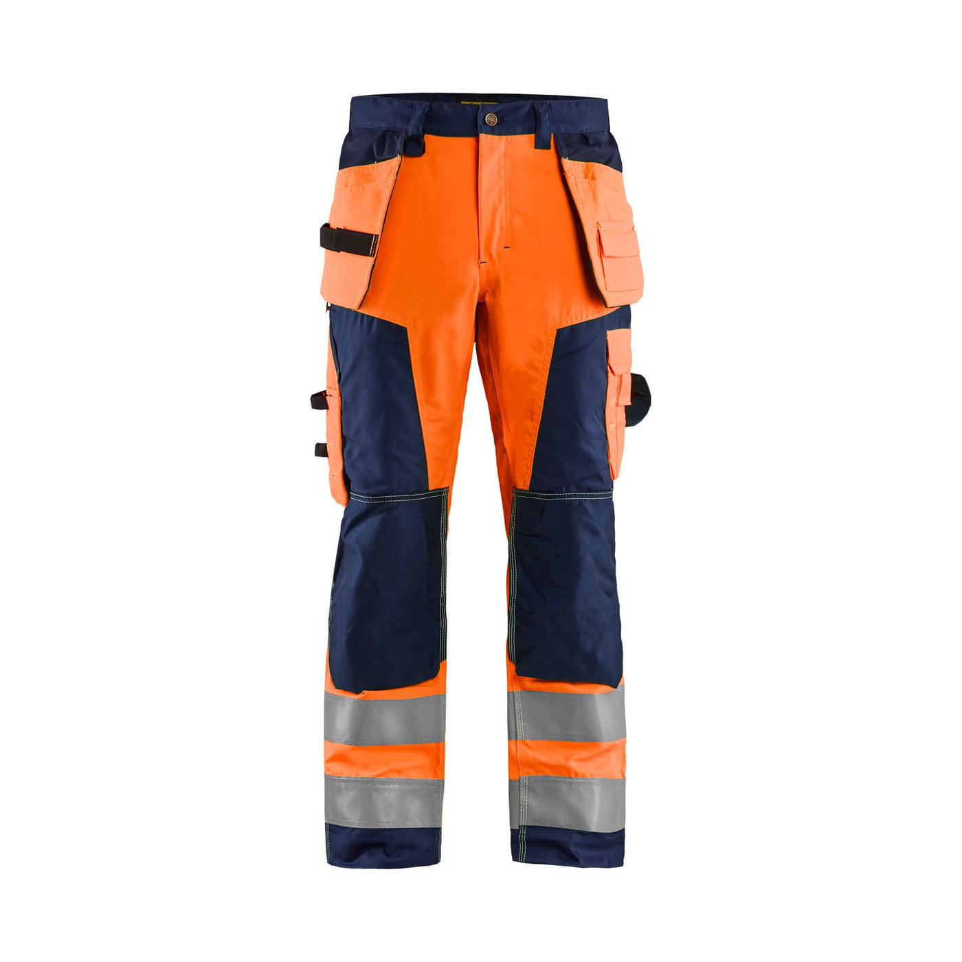Blaklader 15681811 Hi-Vis Craftsman Trousers Orange/Navy Blue Main #colour_orange-navy-blue