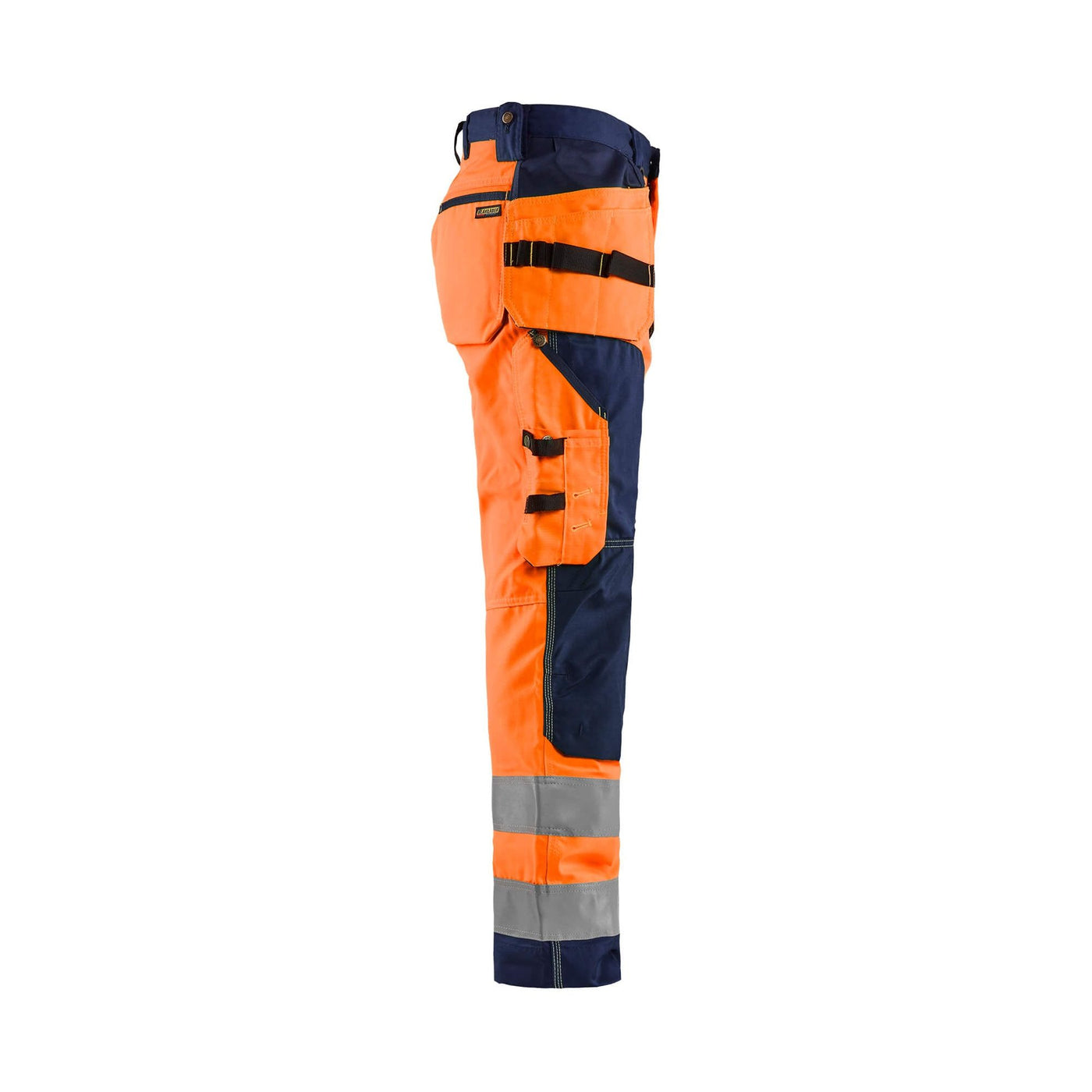 Blaklader 15681811 Hi-Vis Craftsman Trousers Orange/Navy Blue Right #colour_orange-navy-blue