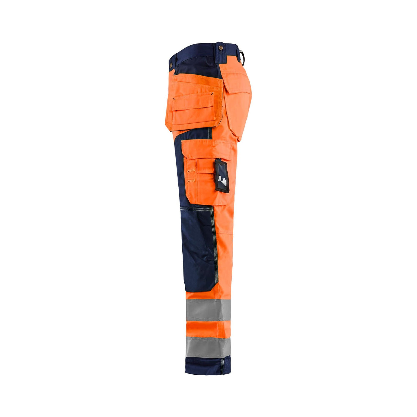 Blaklader 15681811 Hi-Vis Craftsman Trousers Orange/Navy Blue Left #colour_orange-navy-blue