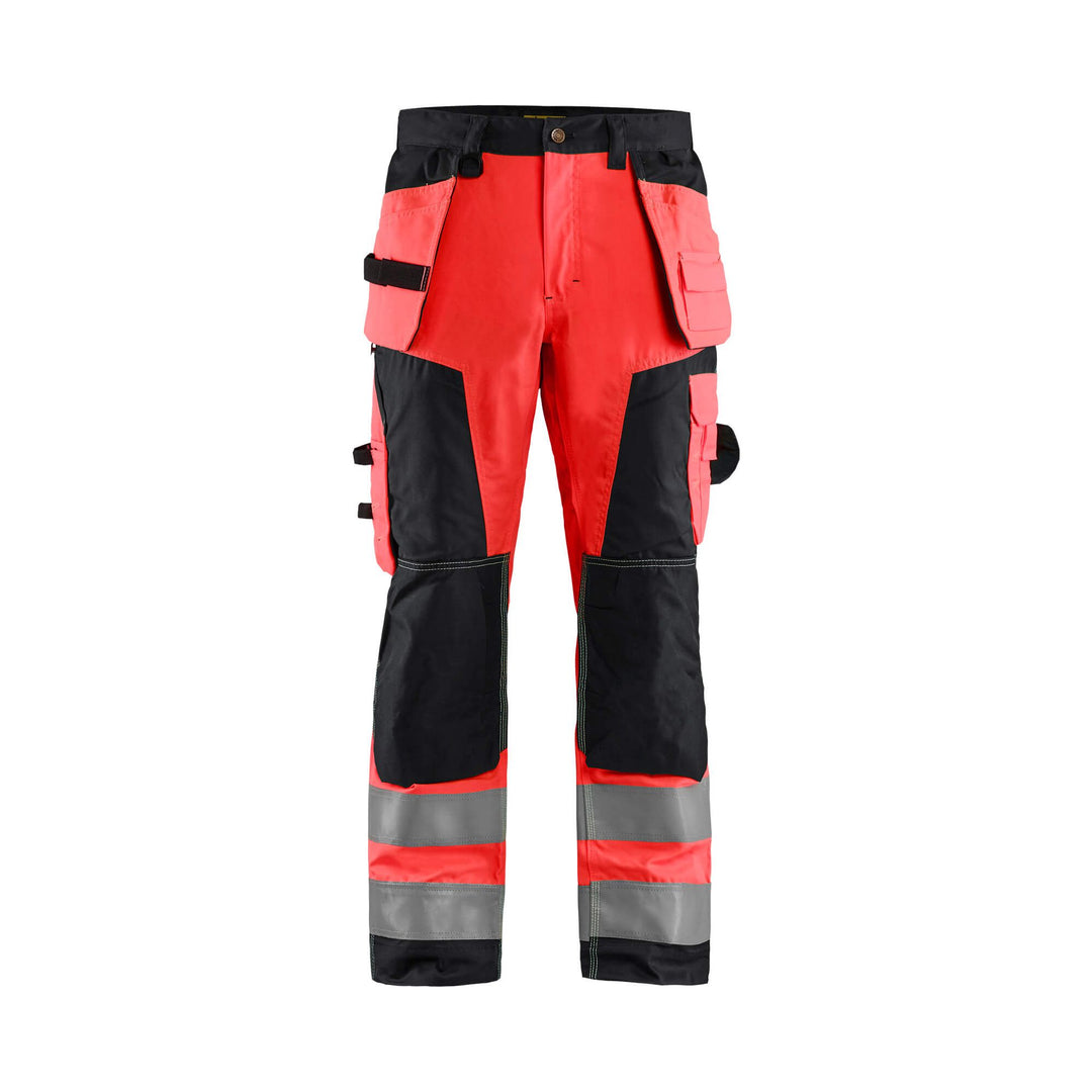 Blaklader 15681811 Hi-Vis Craftsman Trousers Red/Black Main #colour_red-black