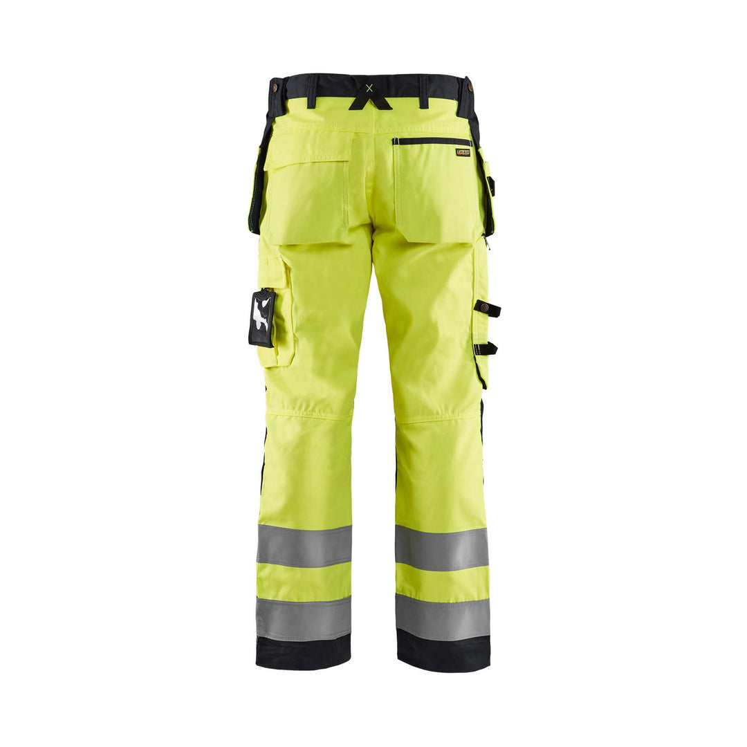 Blaklader 15681811 Hi-Vis Craftsman Trousers Yellow/Black Rear #colour_yellow-black