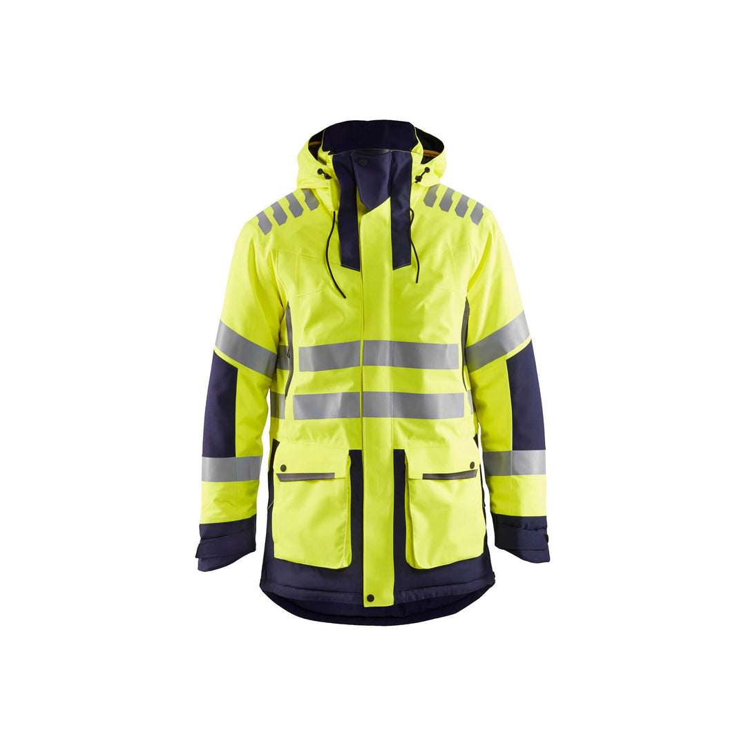 Blaklader 44691921 Hi-Vis Evolution Parka Jacket Yellow/Navy Blue Main #colour_yellow-navy-blue