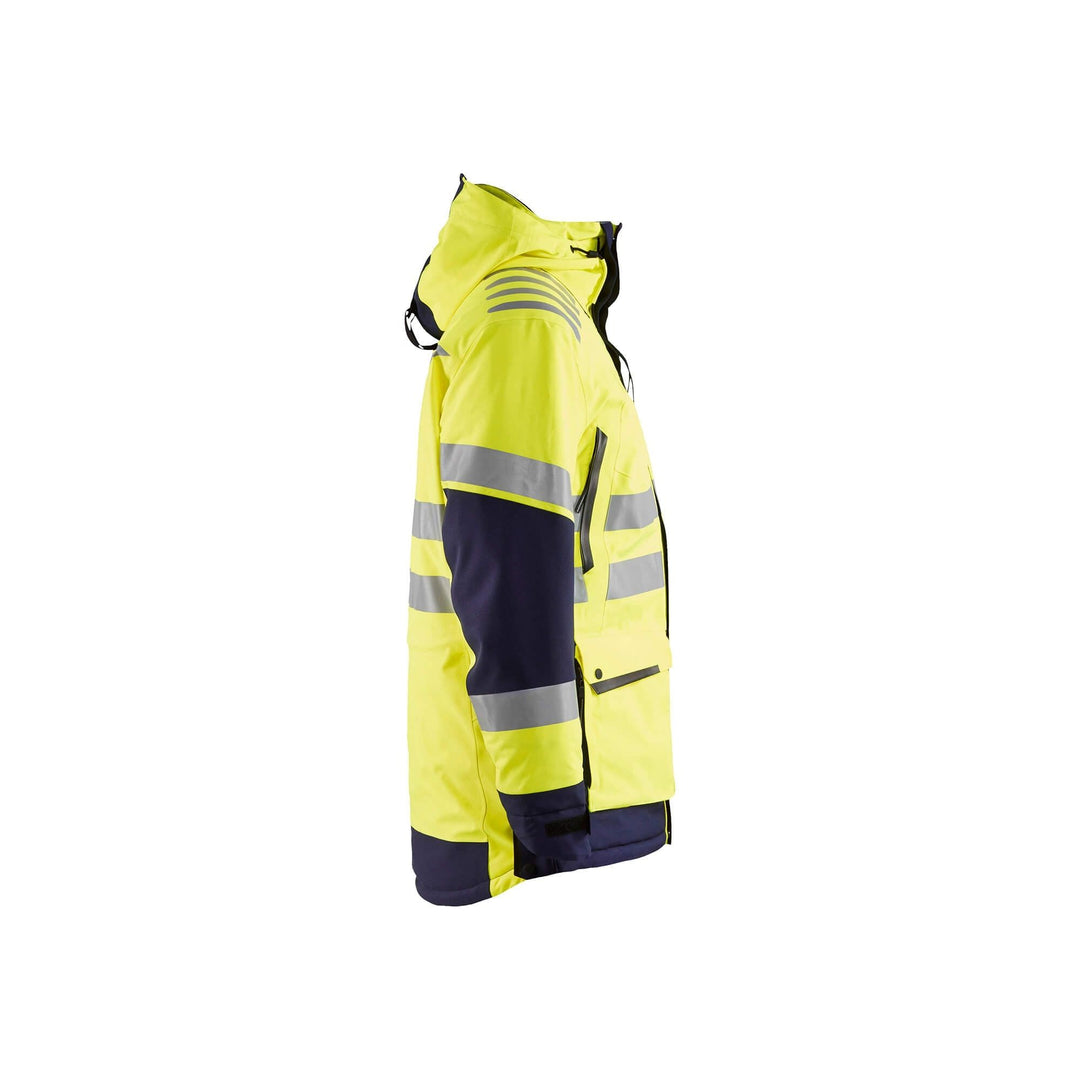 Blaklader 44691921 Hi-Vis Evolution Parka Jacket Yellow/Navy Blue Right #colour_yellow-navy-blue